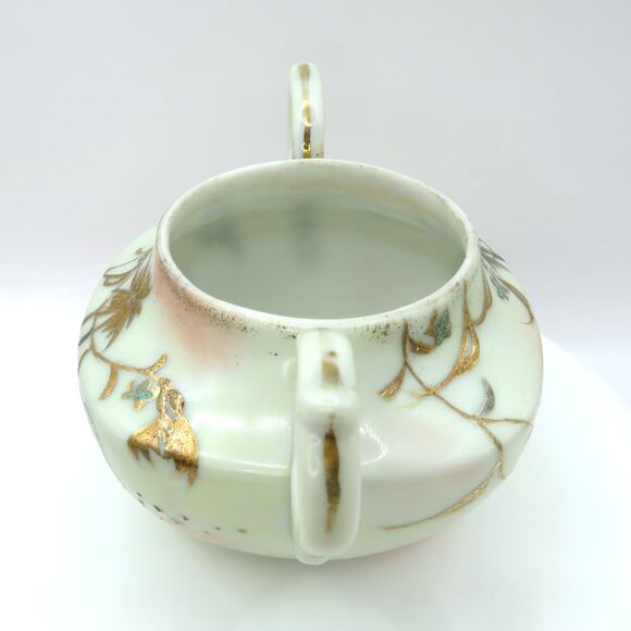 Vintage Nippon Style Moriage Creamer & Sugar Bowl Set Hand Painted Gold Floral - Picture 13 of 16